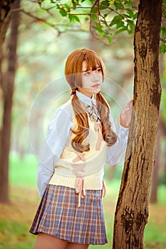 Beautiful maiden in the woods photo